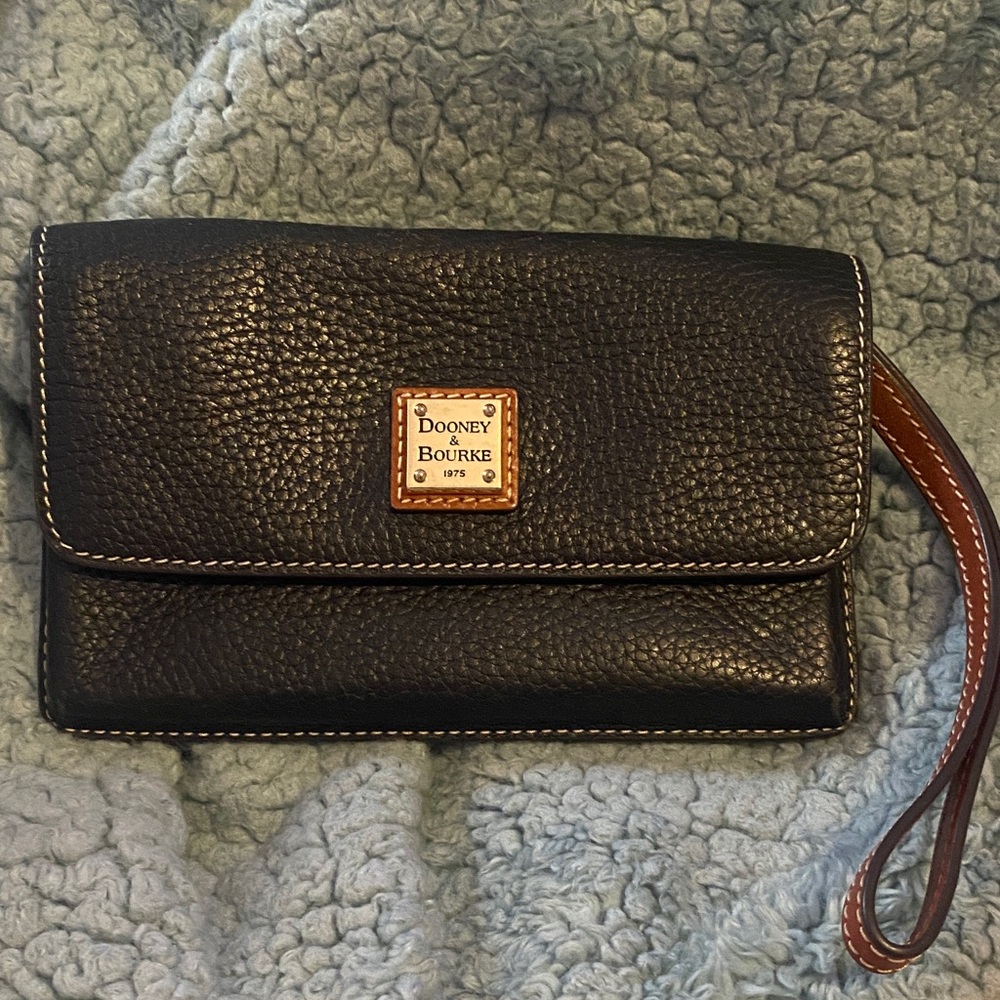 Dooney & Bourke Black Pebbled Leather Wristlet